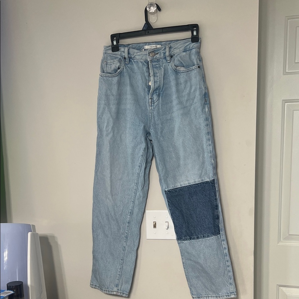 PacSun Light Blue Jeans with Dark Blue Patch - Picture 4 of 6